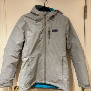 Patagonia Light Gray Women’s Ski Jacket with Teal Lining